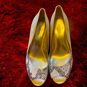 Alfani Beige Peep Toe Wedge